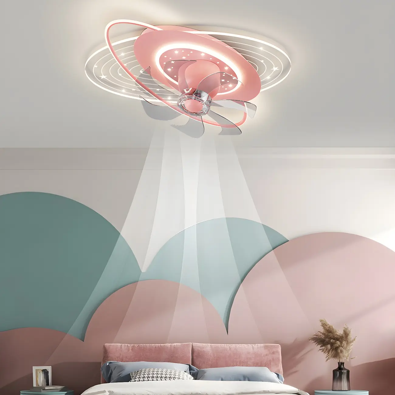 Kids Room Space Theme LED Ceiling Fan with Light Image - 2 | homeyfad