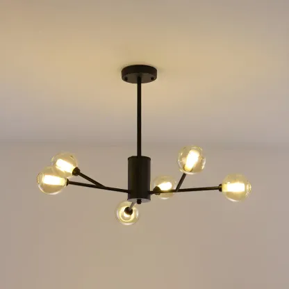 Gold Linear Glass Modern Crystal Chandelier Light Image - 12