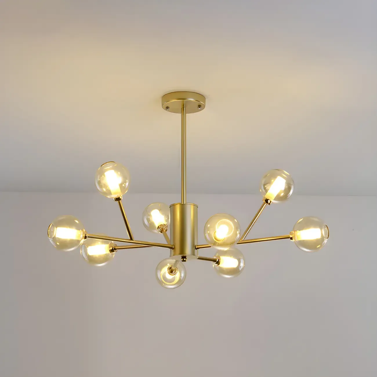 Gold Linear Glass Modern Crystal Chandelier Light Image - 13