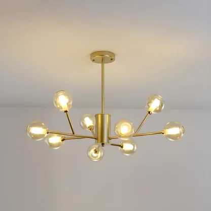 Gold Linear Glass Modern Crystal Chandelier Light Image - 13