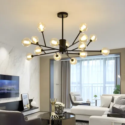 Gold Linear Glass Modern Crystal Chandelier Light Image - 3