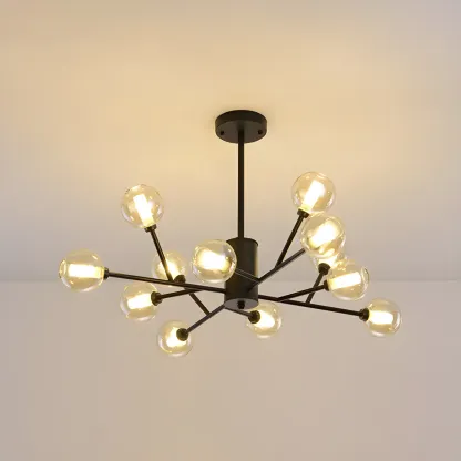 Gold Linear Glass Modern Crystal Chandelier Light Image - 14