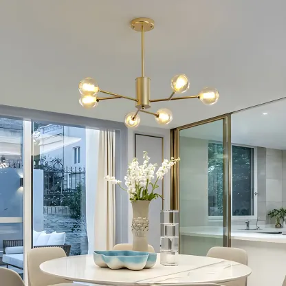 Gold Linear Glass Modern Crystal Chandelier Light Image - 7