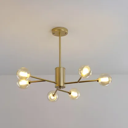 Gold Linear Glass Modern Crystal Chandelier Light Image - 16