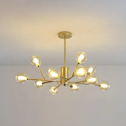 Gold Linear Glass Modern Crystal Chandelier Light Image - 17