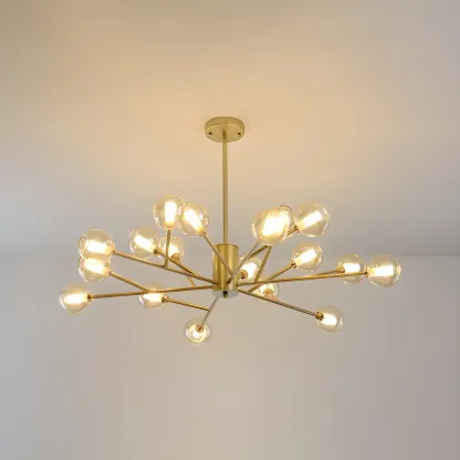 Gold Linear Glass Modern Crystal Chandelier Light Image - 18