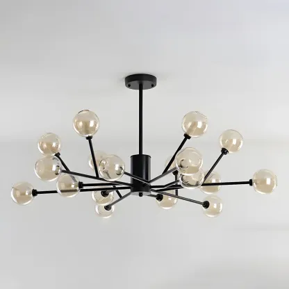 Gold Linear Glass Modern Crystal Chandelier Light Image - 22