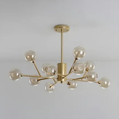 Gold Linear Glass Modern Crystal Chandelier Light Image - 23