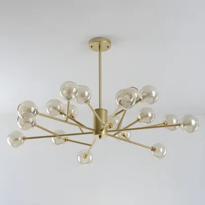 Gold Linear Glass Modern Crystal Chandelier Light Image - 24