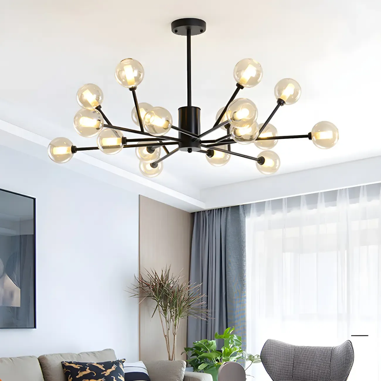 Gold Linear Glass Modern Crystal Chandelier Light Image - 2