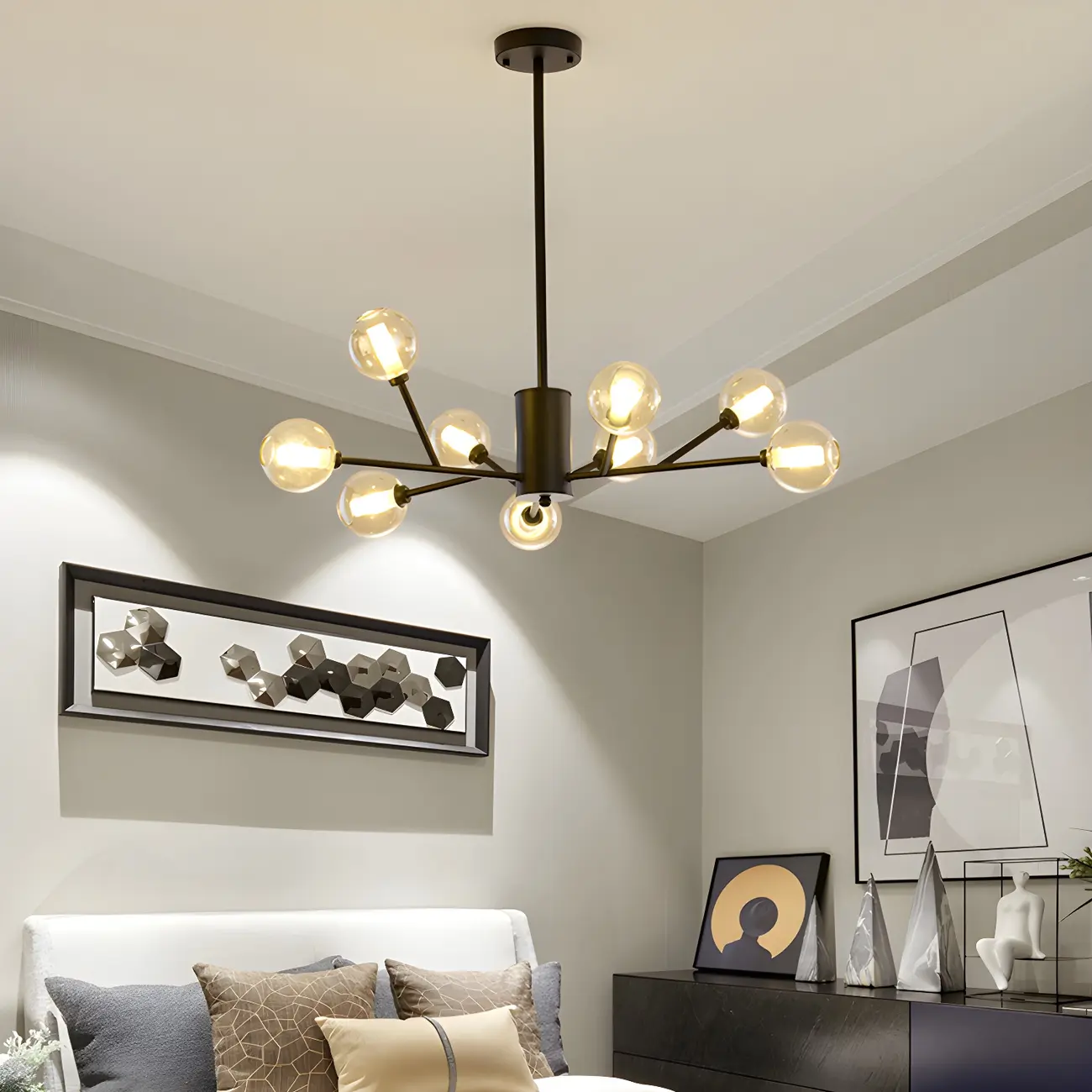 Gold Linear Glass Modern Crystal Chandelier Light Image - 5 | homeyfad