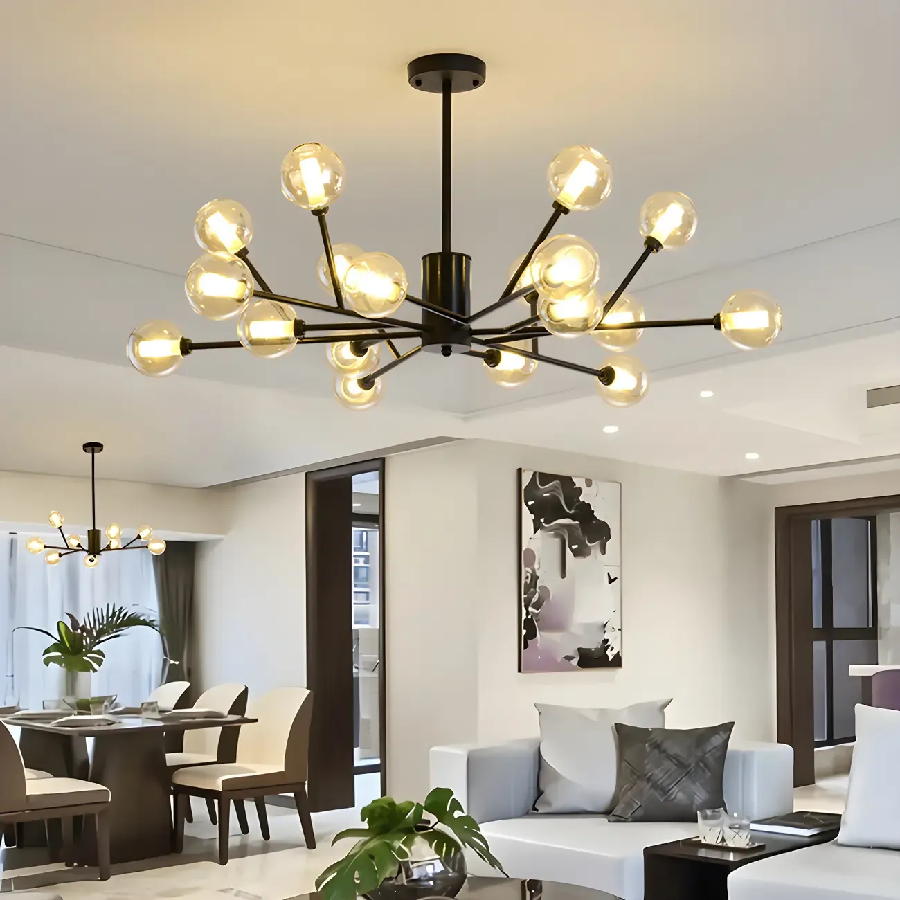 Gold Linear Glass Modern Crystal Chandelier Light Image - 6