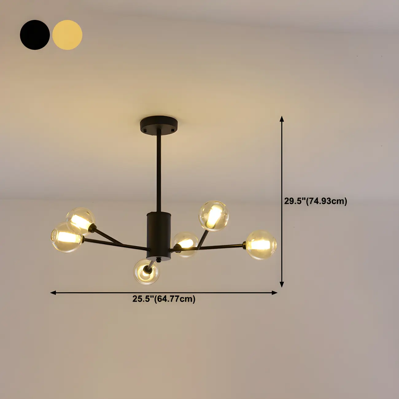 Modern Gold Metal Glass Globe Sputnik Chandelier  #size