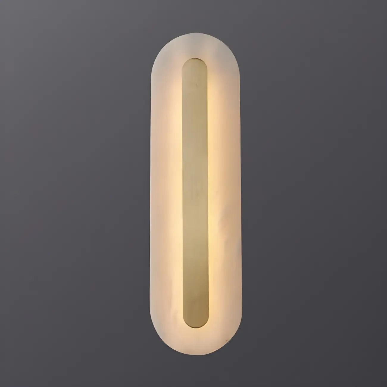 Modern Brass Oval Stone Wall Sconce Dimmable LED for Bedroom Image - 20