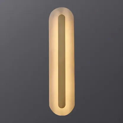 Modern Brass Oval Stone Wall Sconce Dimmable LED for Bedroom Image - 21