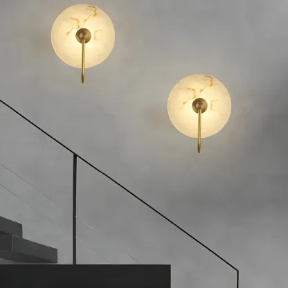 Modern Round Mica LED Wall Light for Living Room Image - 3