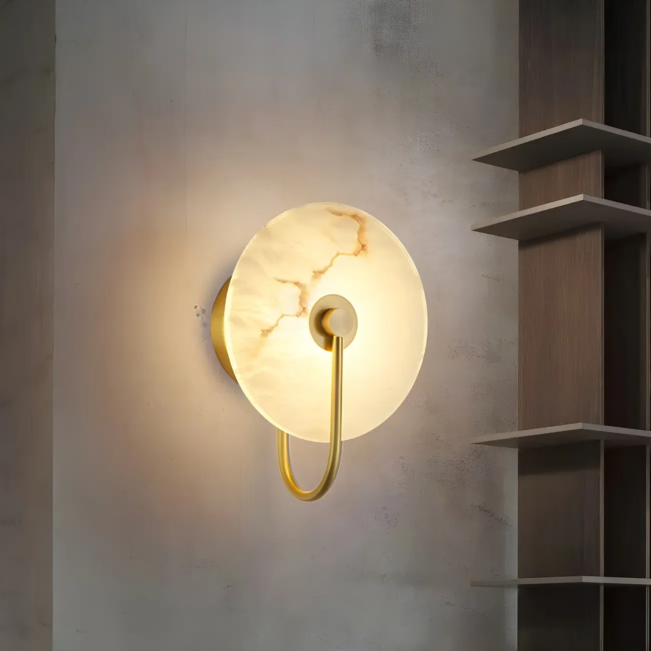 Modern Round Mica LED Wall Light for Living Room Image - 4