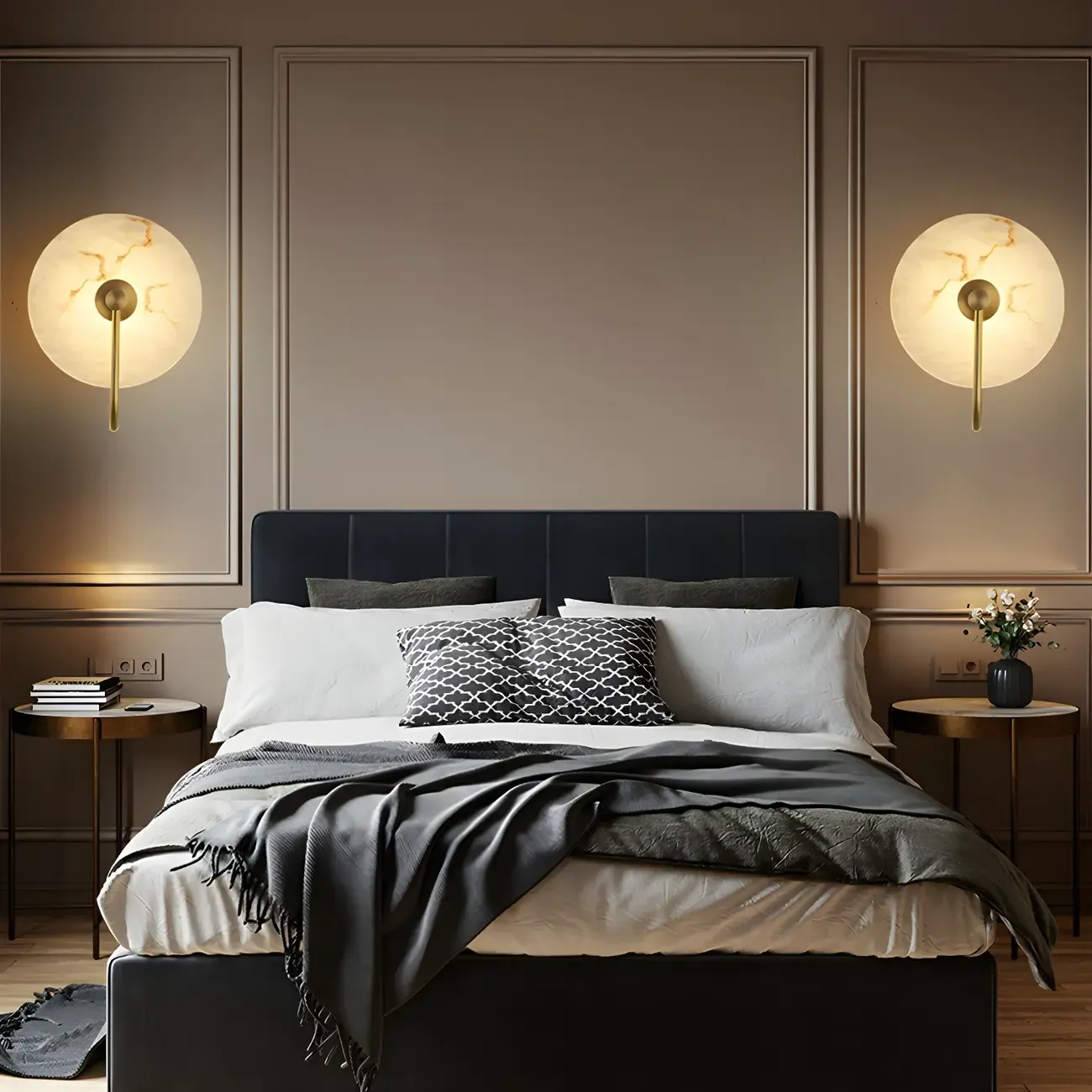 Modern Round Mica LED Wall Light for Living Room Image - 2