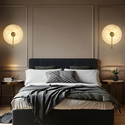 Modern Round Mica LED Wall Light for Living Room Image - 2