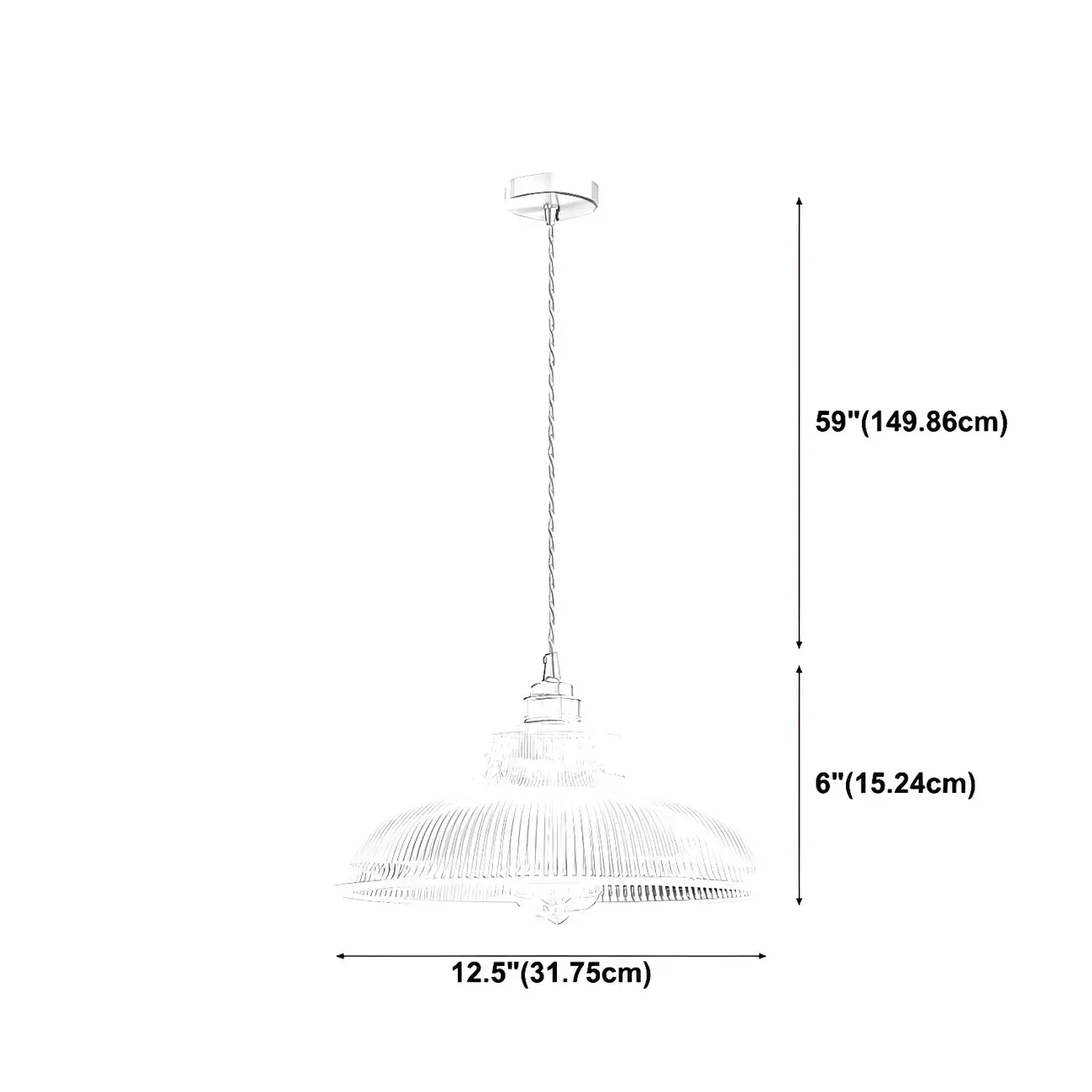 Industrial Adjustable Ribbed Glass Brass Bowl Pendant Light  Image - 6
