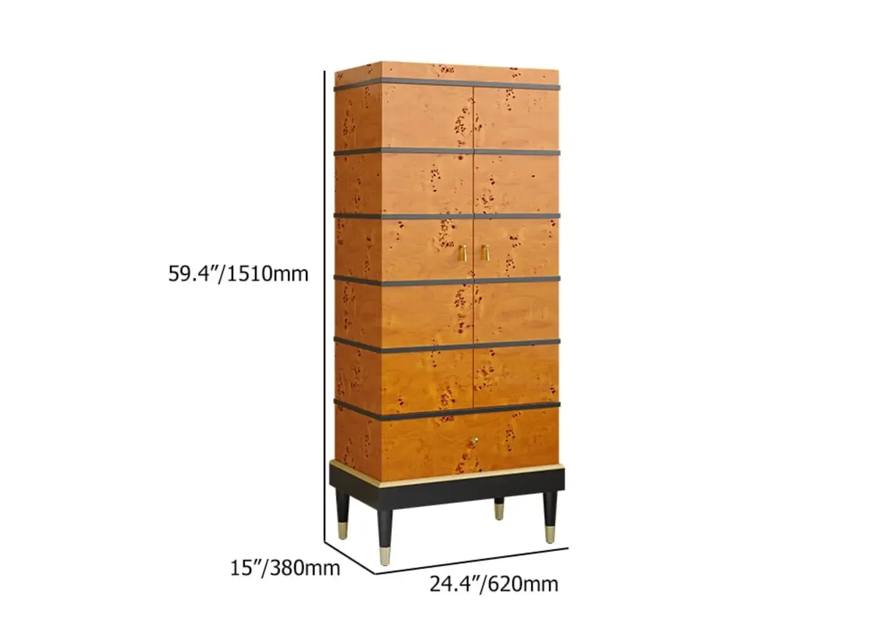 Rustic Burlwood Cabinet with Storage Drawers Shelves Image - 7