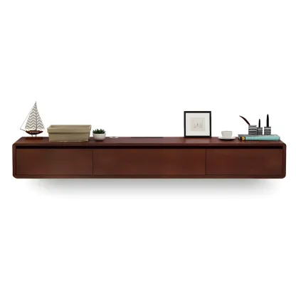 Scandinavian Wood Floating TV Stand with Cabinet  Image - 15
