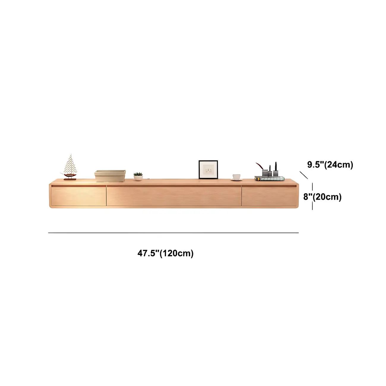 Scandinavian Wood Floating TV Stand with Cabinet  #size | homeyfad