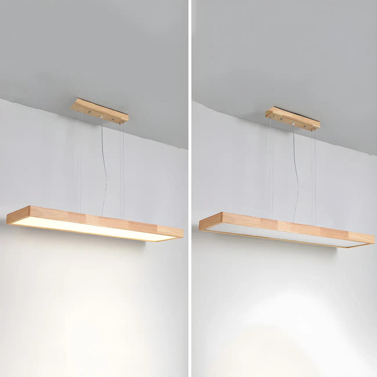 Simple Wood LED Rectangular Pendant Light Image - 4 | homeyfad
