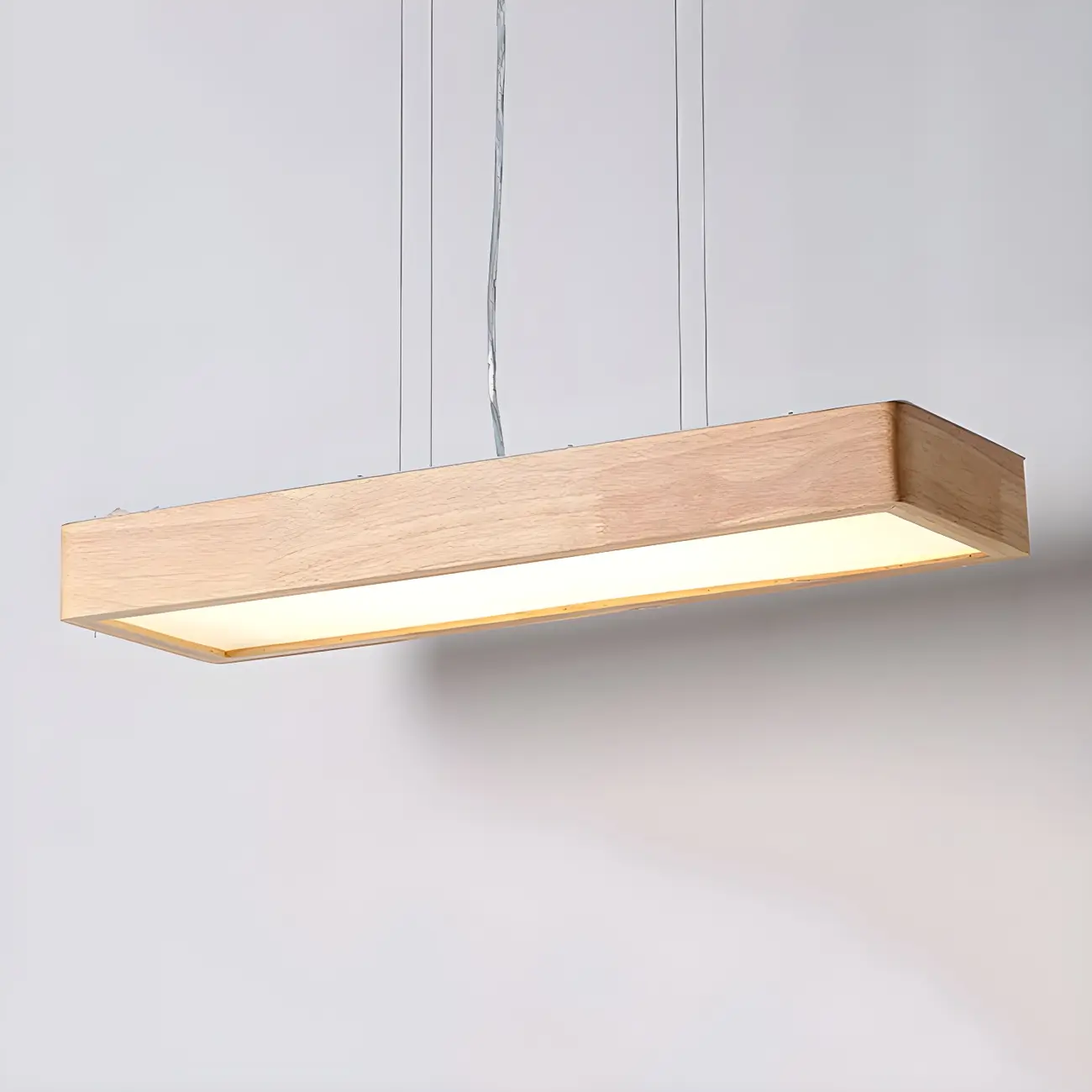 Simple Wood LED Rectangular Pendant Light Image - 7 | homeyfad