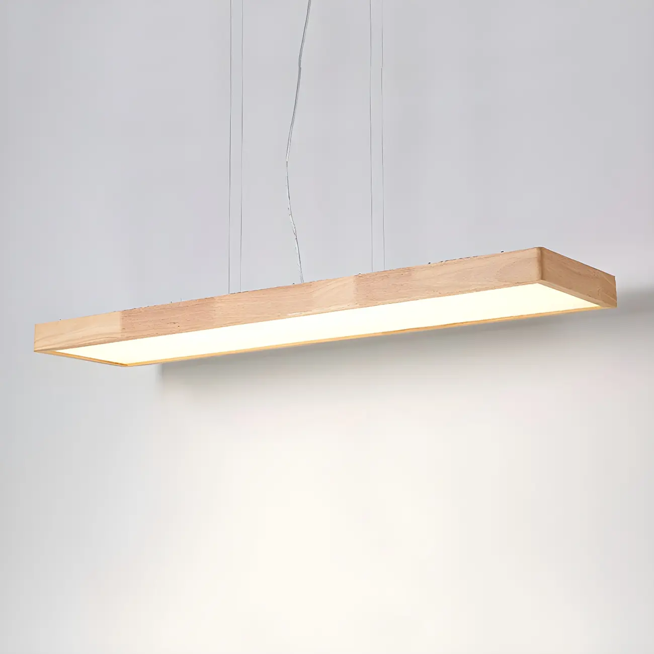 Simple Wood LED Rectangular Pendant Light Image - 8 | homeyfad
