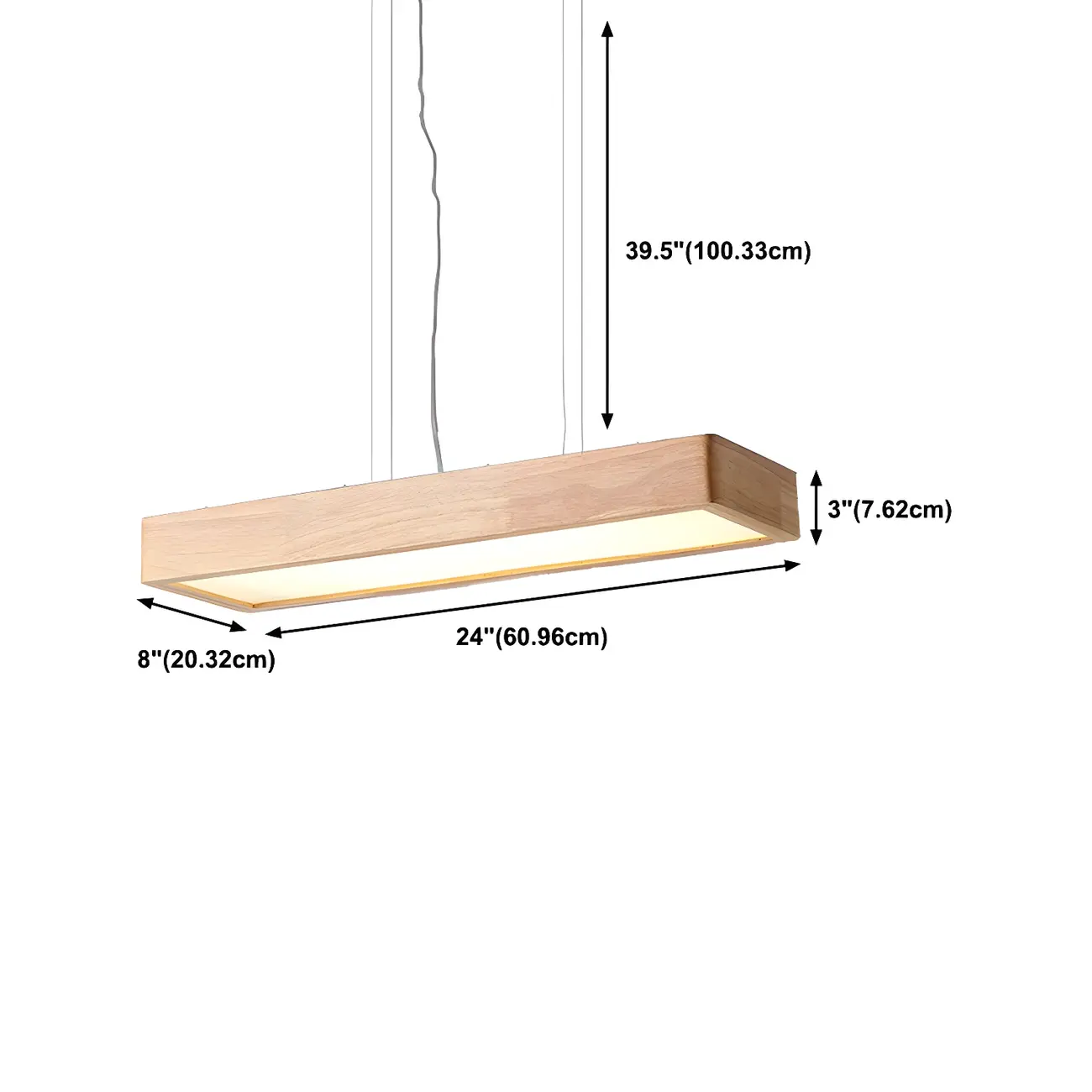 Simple Wood LED Rectangular Pendant Light #size | homeyfad