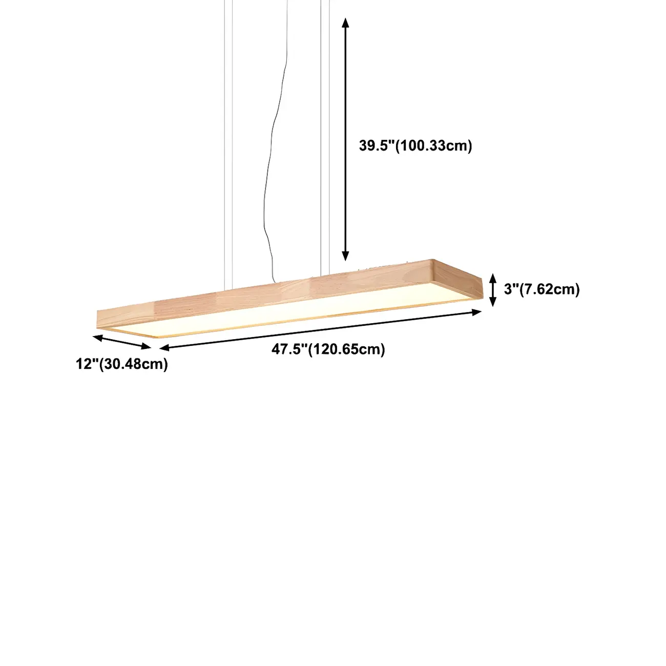 Simple Wood LED Rectangular Pendant Light Image - 11 | homeyfad