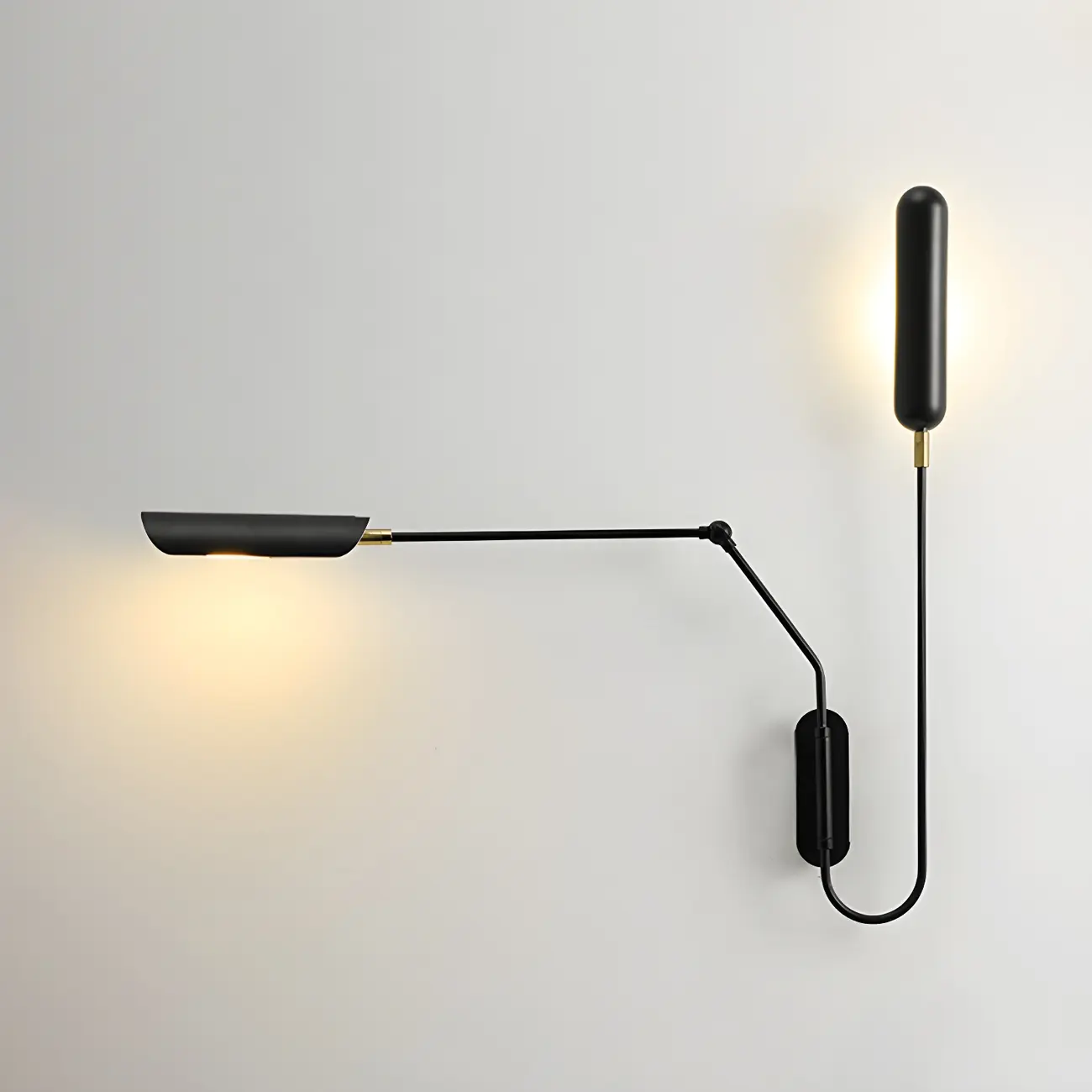 Modern Black Metal 2-Light Swing Arm Wall Light Image - 6 | homeyfad
