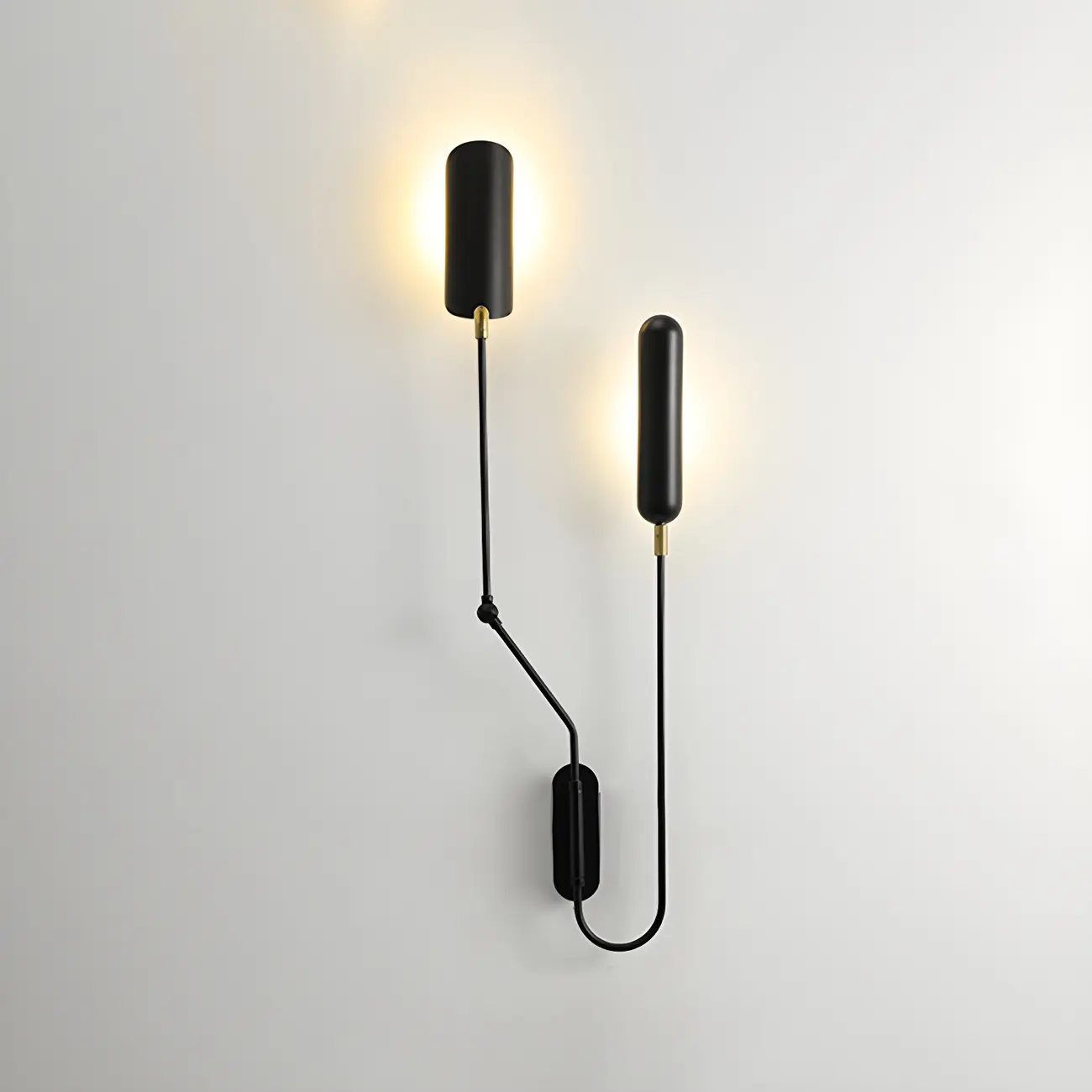 Modern Black Metal 2-Light Swing Arm Wall Light Image - 7 | homeyfad