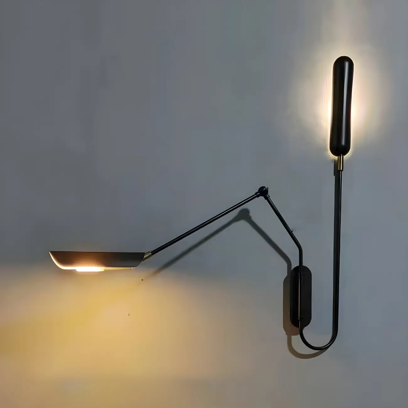Modern Black Metal 2-Light Swing Arm Wall Light Image - 8 | homeyfad