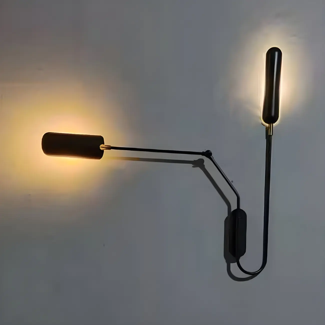 Modern Black Metal 2-Light Swing Arm Wall Light Image - 9 | homeyfad
