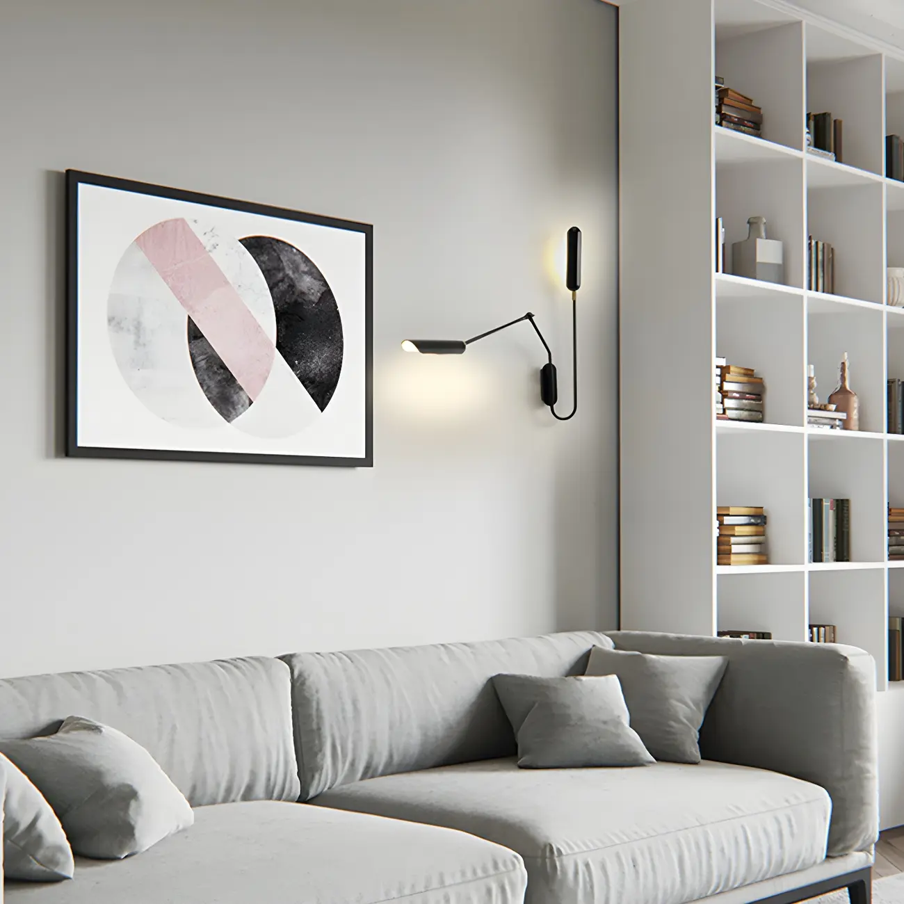 Modern Black Metal 2-Light Swing Arm Wall Light Image - 13 | homeyfad