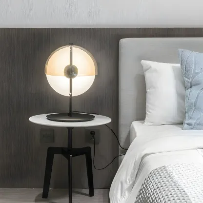 Modern Black Glass Globe Table Lamp for Bedroom Image - 10