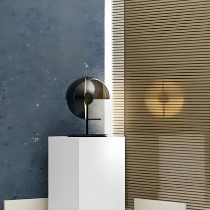 Modern Black Glass Globe Table Lamp for Bedroom Image - 9