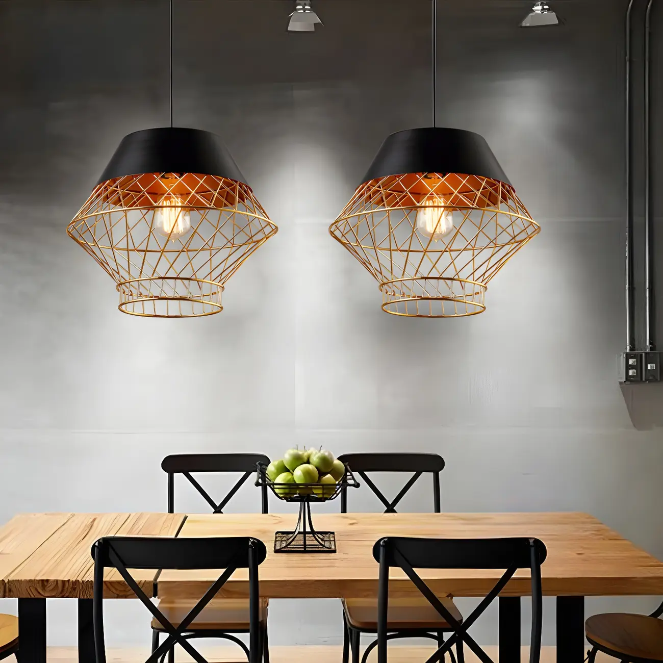Modern Jug Shaped Gold Caged Pendant Light for Kitchen Island Image - 5 | homeyfad