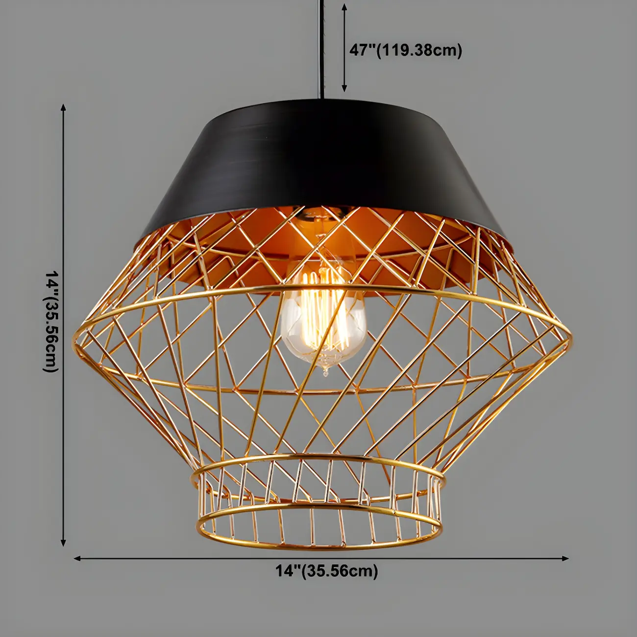 Modern Jug Shaped Gold Caged Pendant Light for Kitchen Island Image - 6 | homeyfad