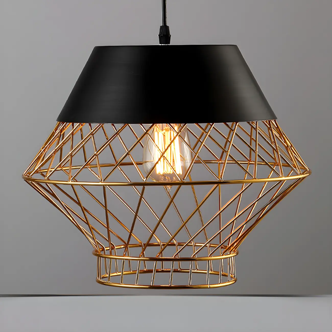 Modern Jug Shaped Gold Caged Pendant Light for Kitchen Island Image - 8 | homeyfad