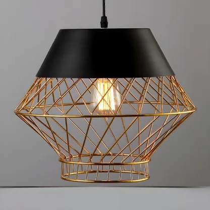 Modern Jug Shaped Gold Caged Pendant Light for Kitchen Island Image - 8