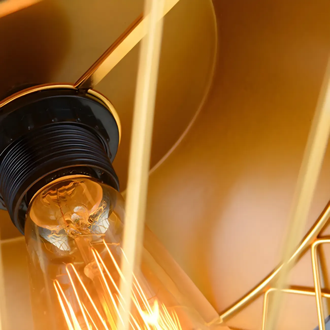 Modern Jug Shaped Gold Caged Pendant Light for Kitchen Island Image - 9