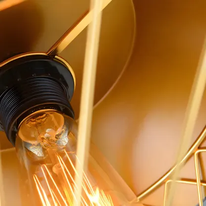 Modern Jug Shaped Gold Caged Pendant Light for Kitchen Island Image - 9