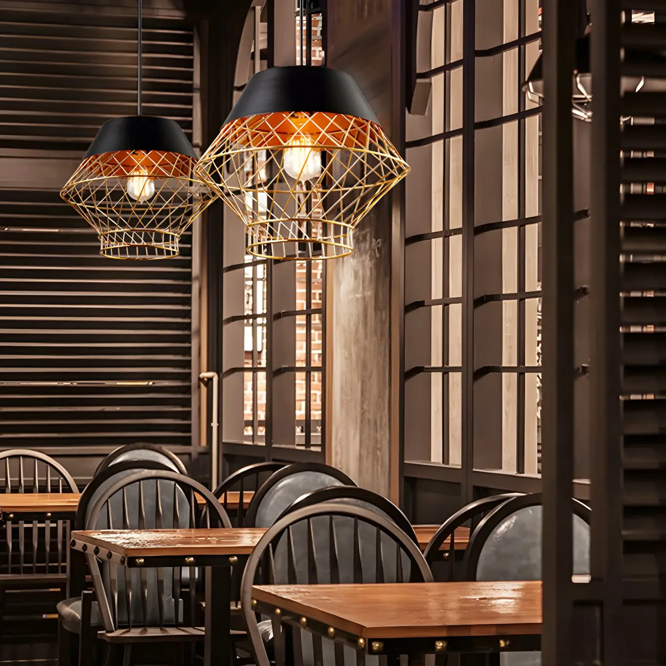 Modern Jug Shaped Gold Caged Pendant Light for Kitchen Island Image - 10 | homeyfad