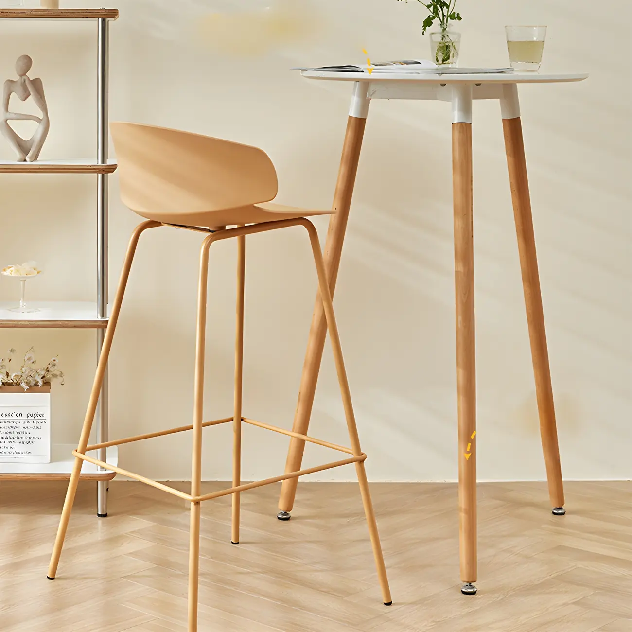 Wooden Natural Finish Square Small Bar Height Table Image - 3 | homeyfad