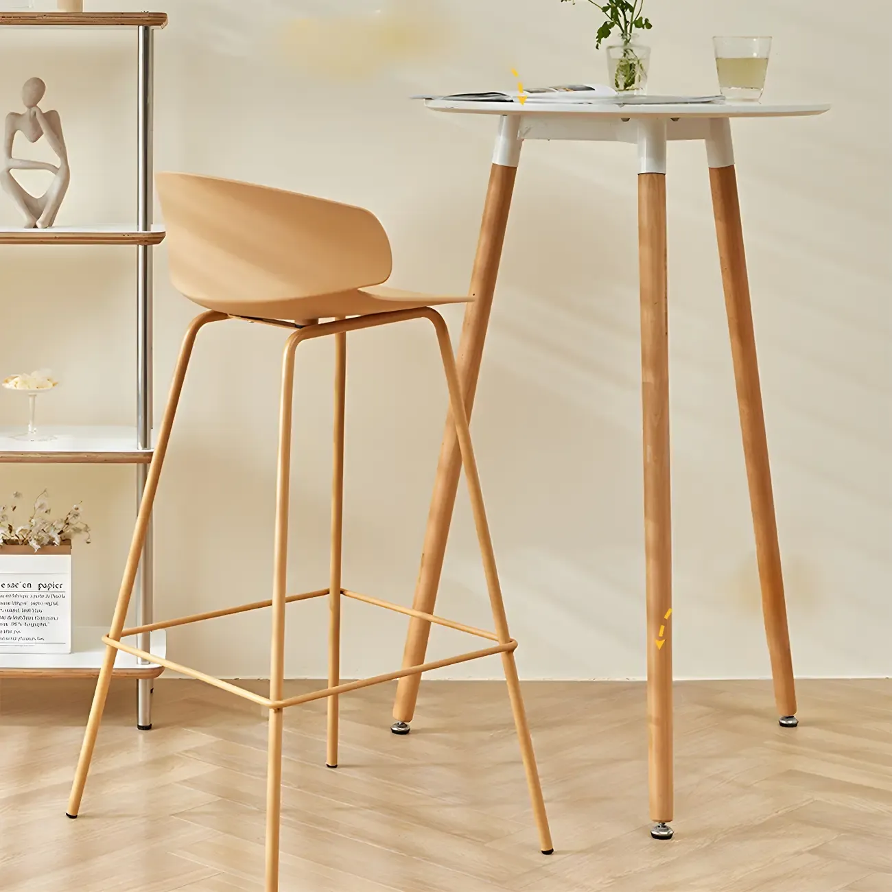 Wooden Natural Finish Square Small Bar Height Table Image - 3