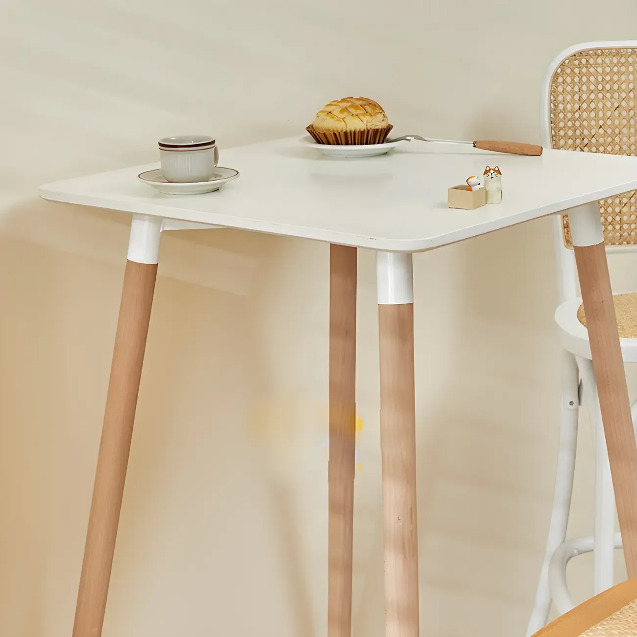 Wooden Natural Finish Square Small Bar Height Table Image - 12