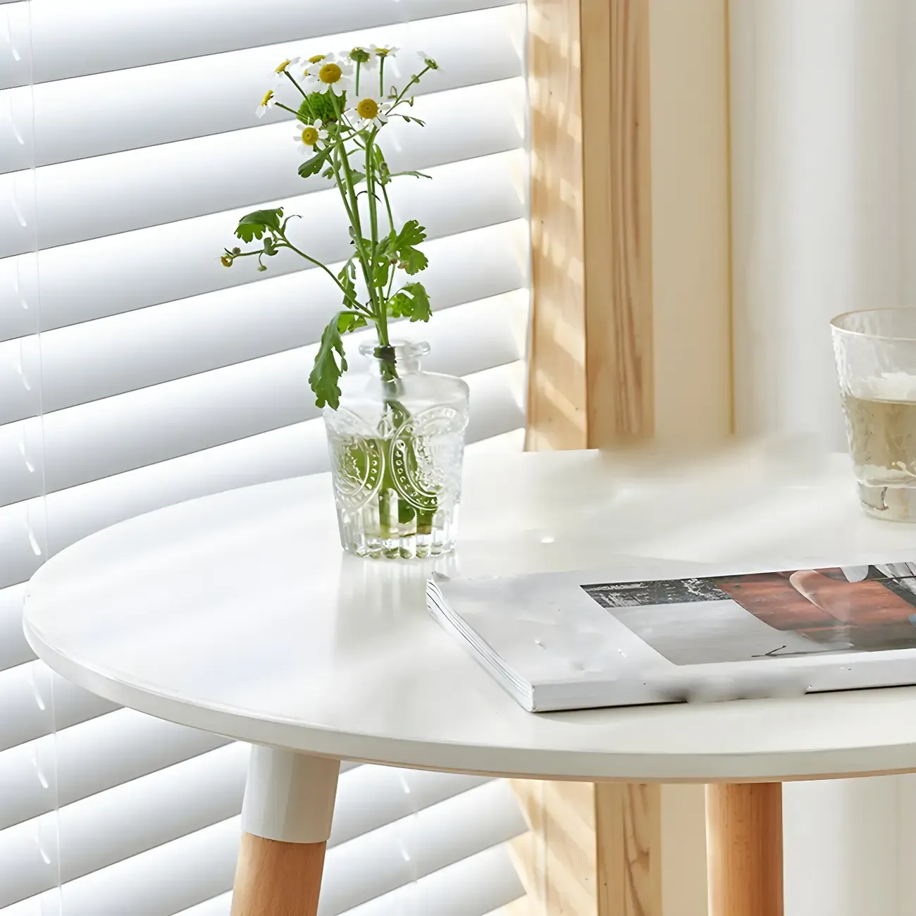 Wooden Natural Finish Square Small Bar Height Table Image - 15